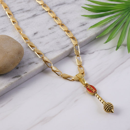 Shree Ram Gada Pendant Gold Chain Necklace