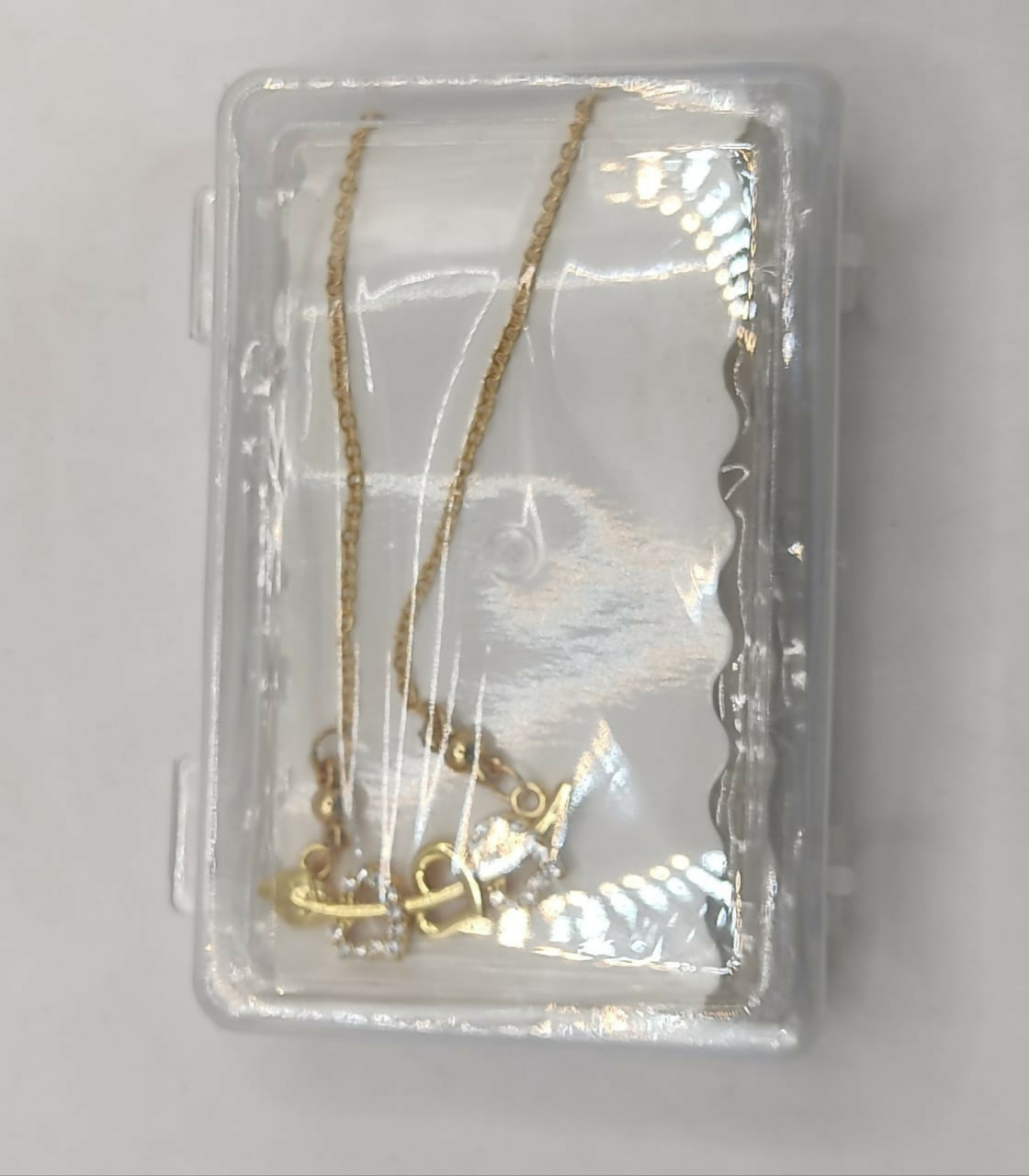 Gold Plated Interlocking Hearts Leaf AD Pendant Necklace For women and girls