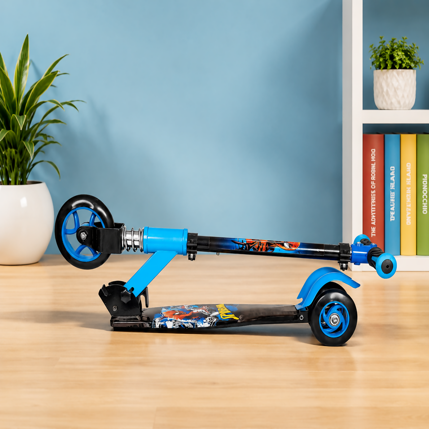 KIXY Kids 3 Wheel Foldable Scooter with Adjustable Height Handlebar
