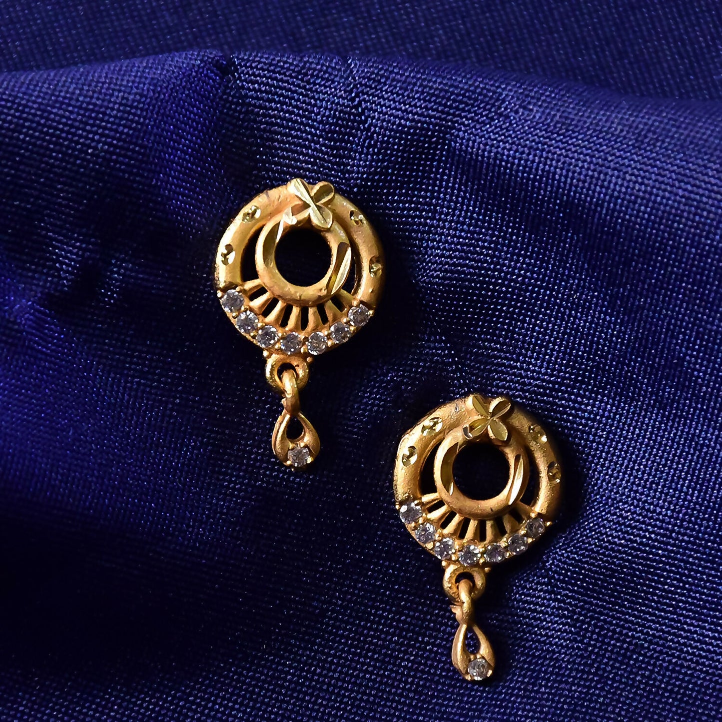 Elegant Circular Drop Earrings with Crystal Accents – Classic Party Wear