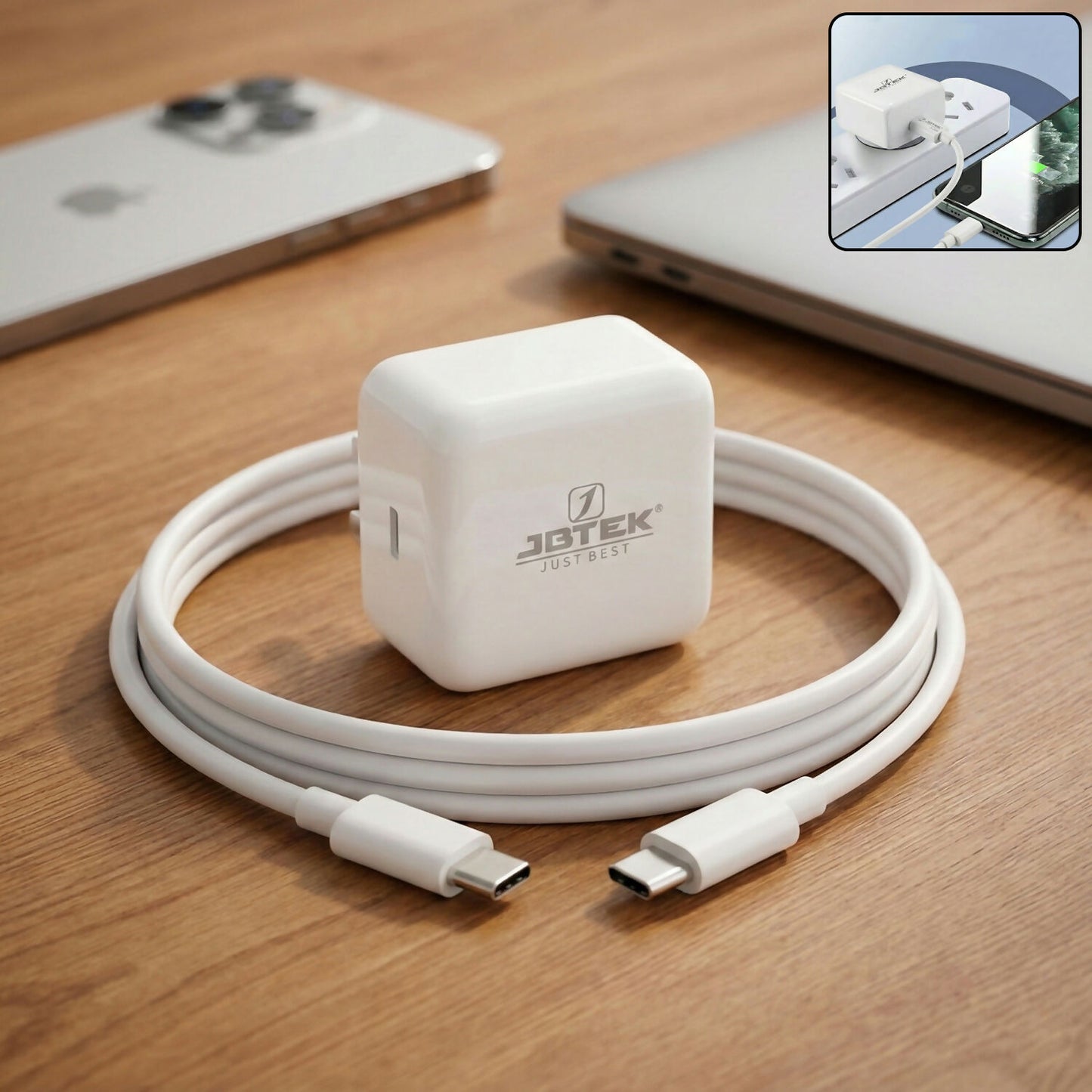 USB Type C 30W Fast Charging Adapter with Type C to Type C Cable for Smartphones