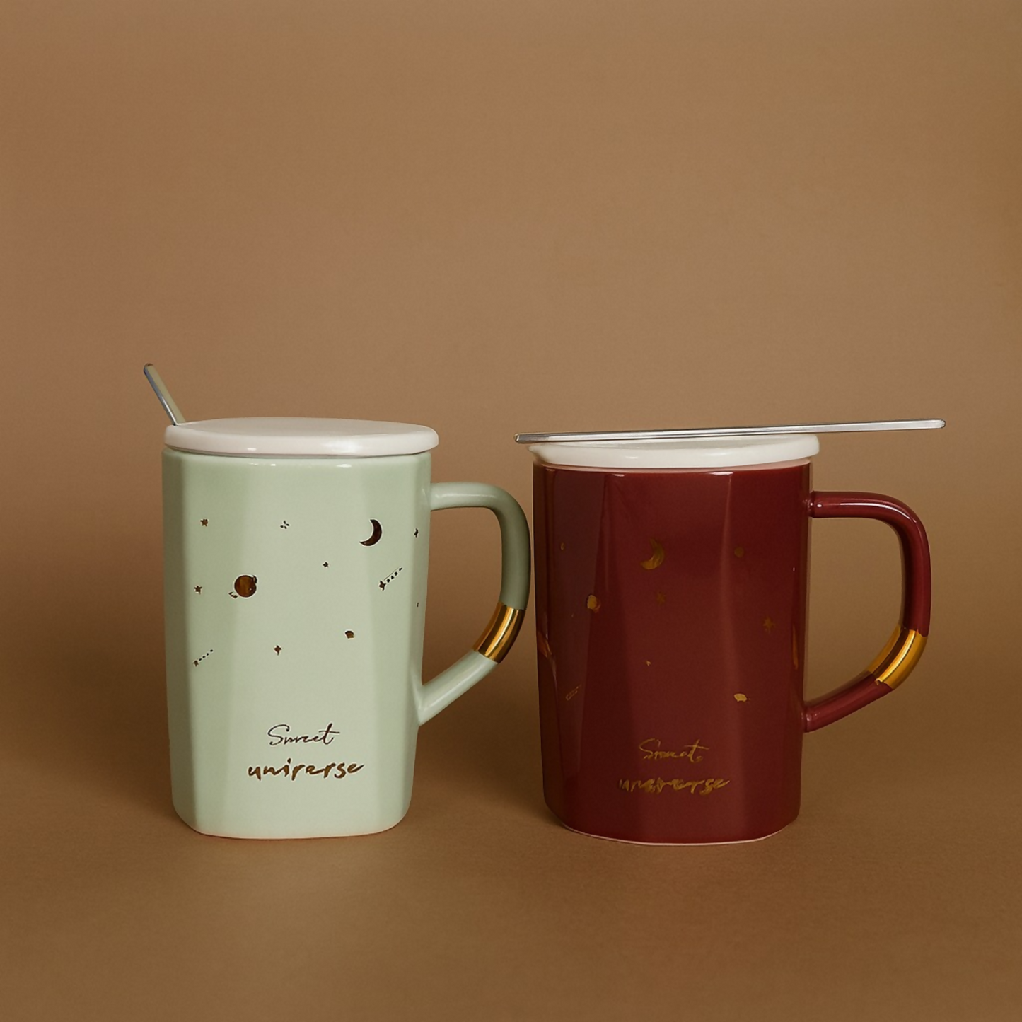 Premium Ceramic Secret Universe Mug with Gold Handle Accent | Designer Celestial Theme Coffee & Tea Cup for Home & Office | Heat-Resistant Stylish Drinkware for Hot Beverages | Ideal Birthday, Festive & Office Gift(Mix Design)