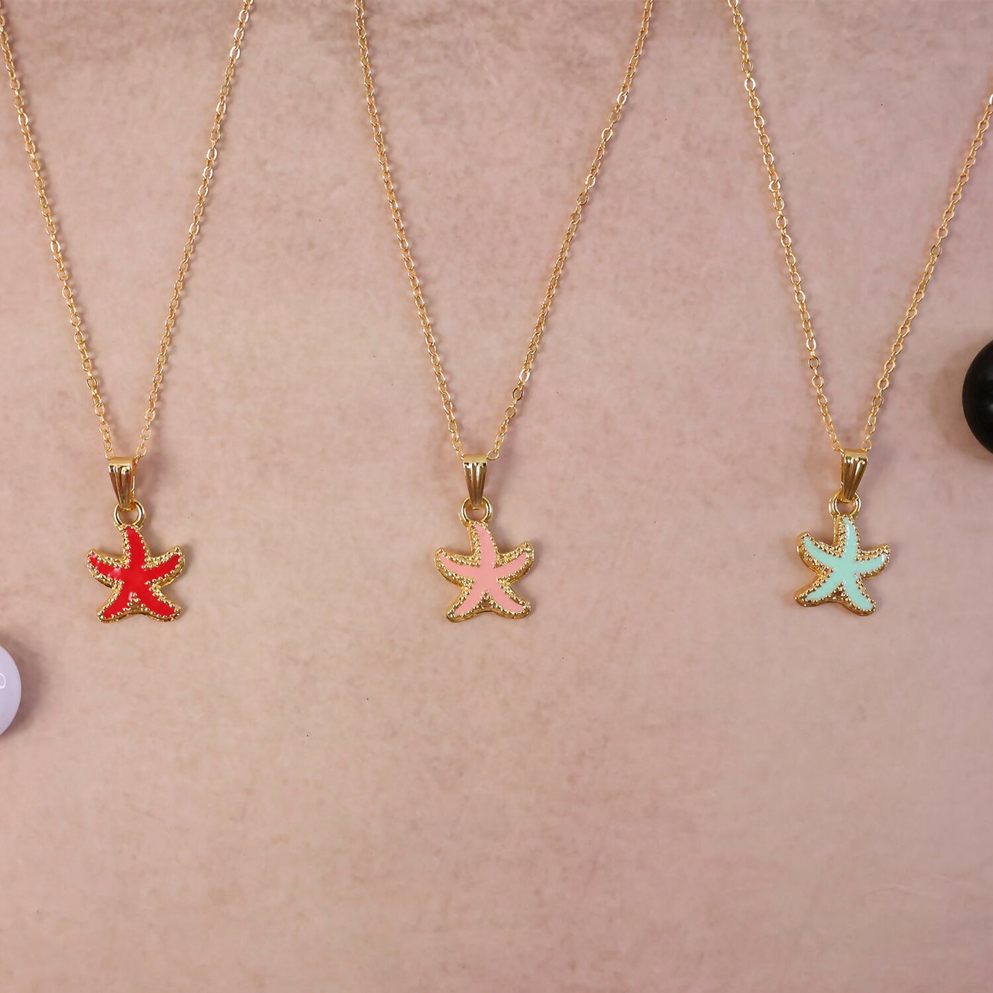 Cute Starfish Gold Pendant Necklace with Color Enamel