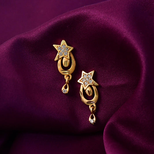 Star Motif Designer Drop Earrings with Subtle Crystal Embellishment