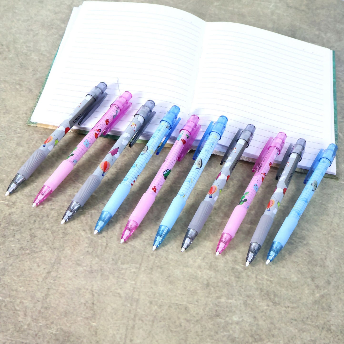 Camlin Klick Mechanical Pencil 0.7 mm – Assorted Cartoon Design, Smooth Writing Pencils with Comfortable Grip – Pack of 10