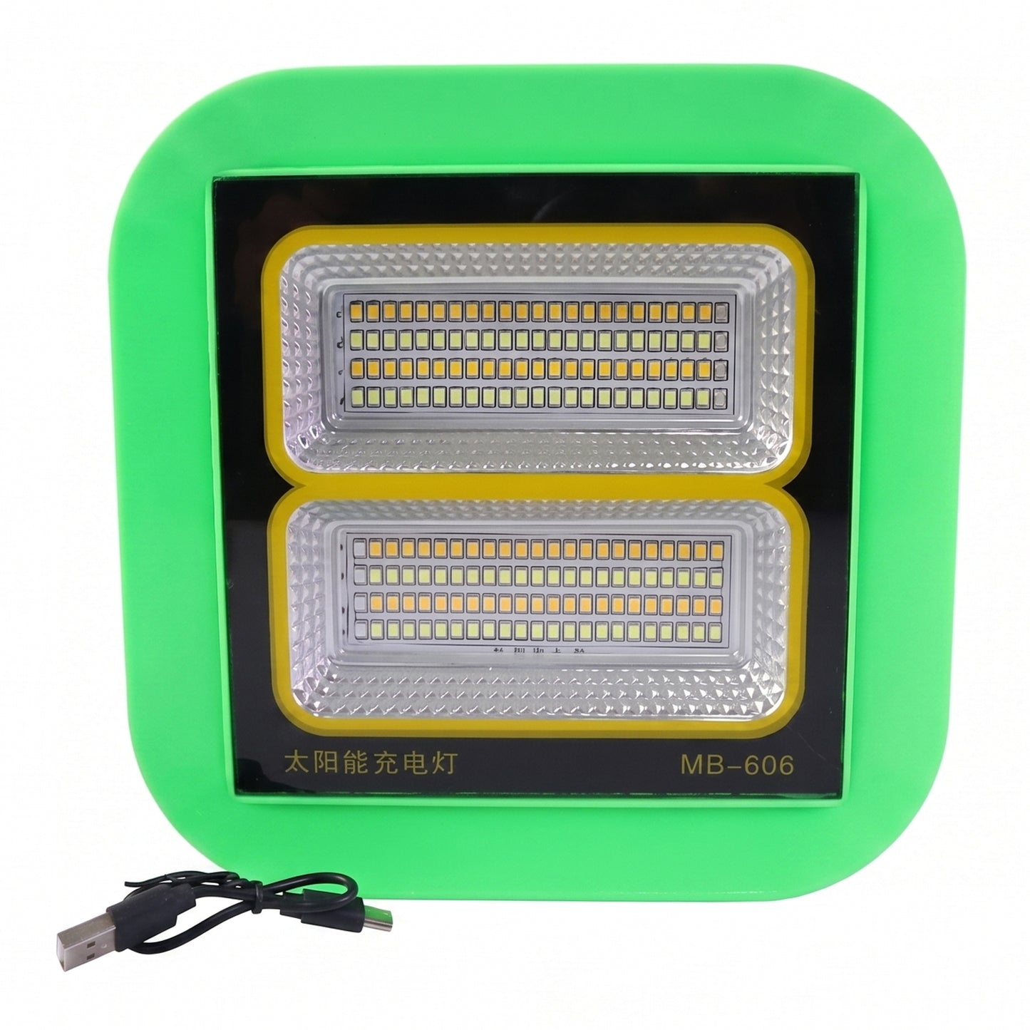 Portable flood light with handle and mounting options for outdoor use