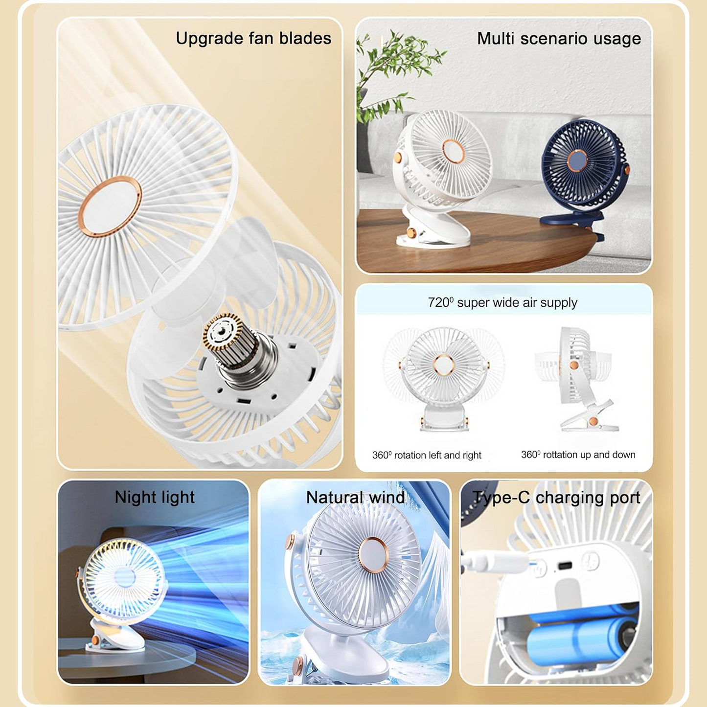 Portable Mini Fan with Clip Stand (1 Pc)