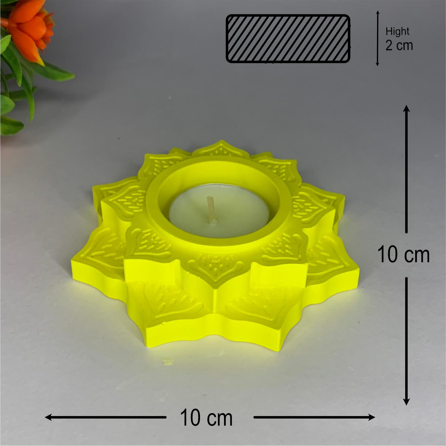 Lotus Diya yellow tealight candle