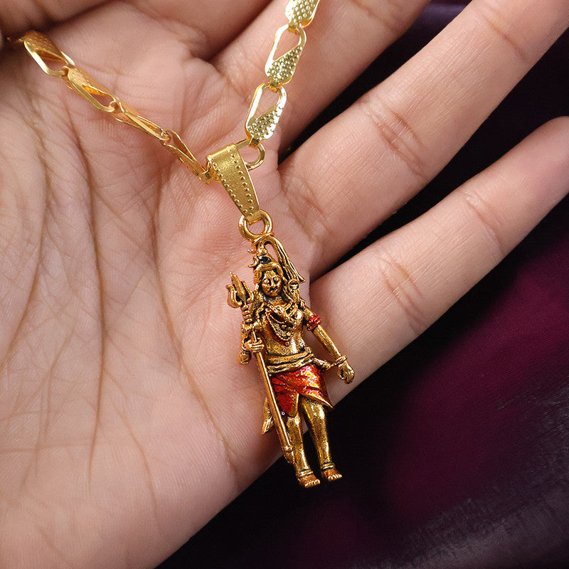 Lord Shiva Standing Devotional Pendant with Designer Chain