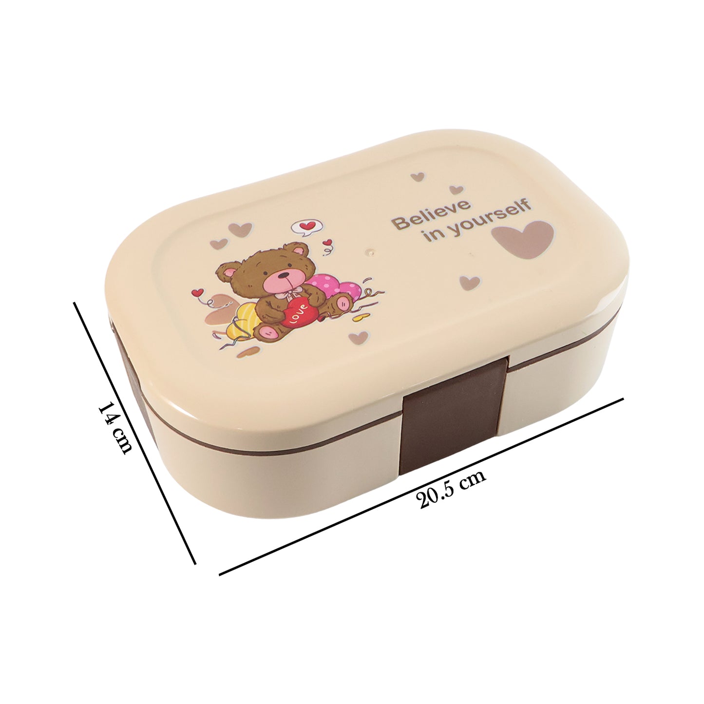 Cute Teddy Printed Kids Lunch Box (500Ml / 1 Pc)