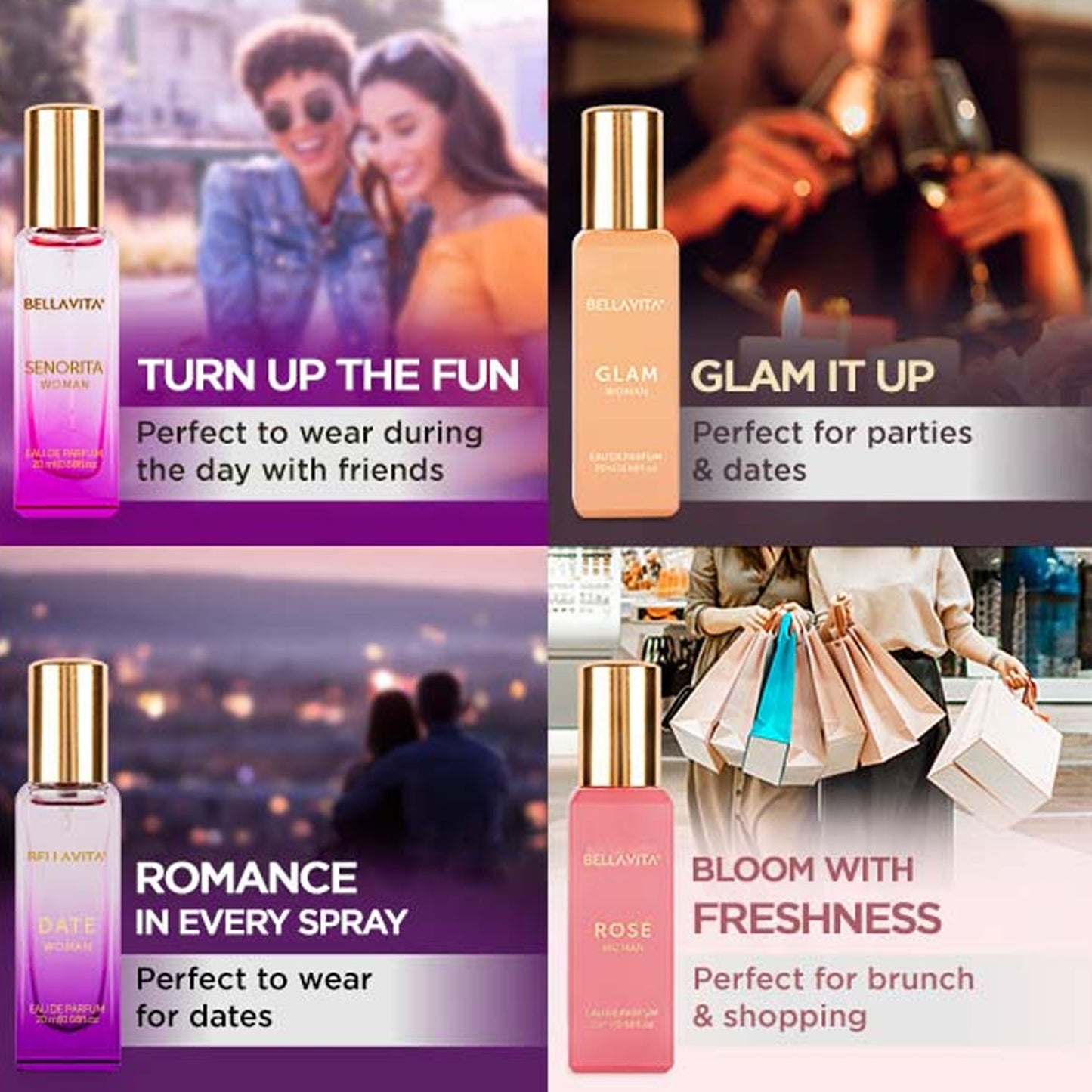 Bellavita Luxury Women Eau De Parfum Gift Set (4 Pc, 20 ML Each)