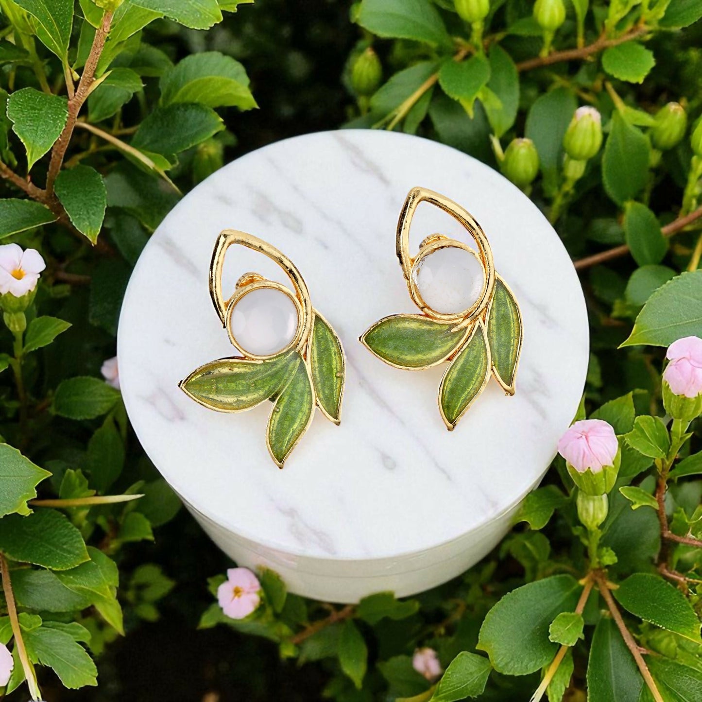 Gold-Toned American Diamond Floral Drop Set