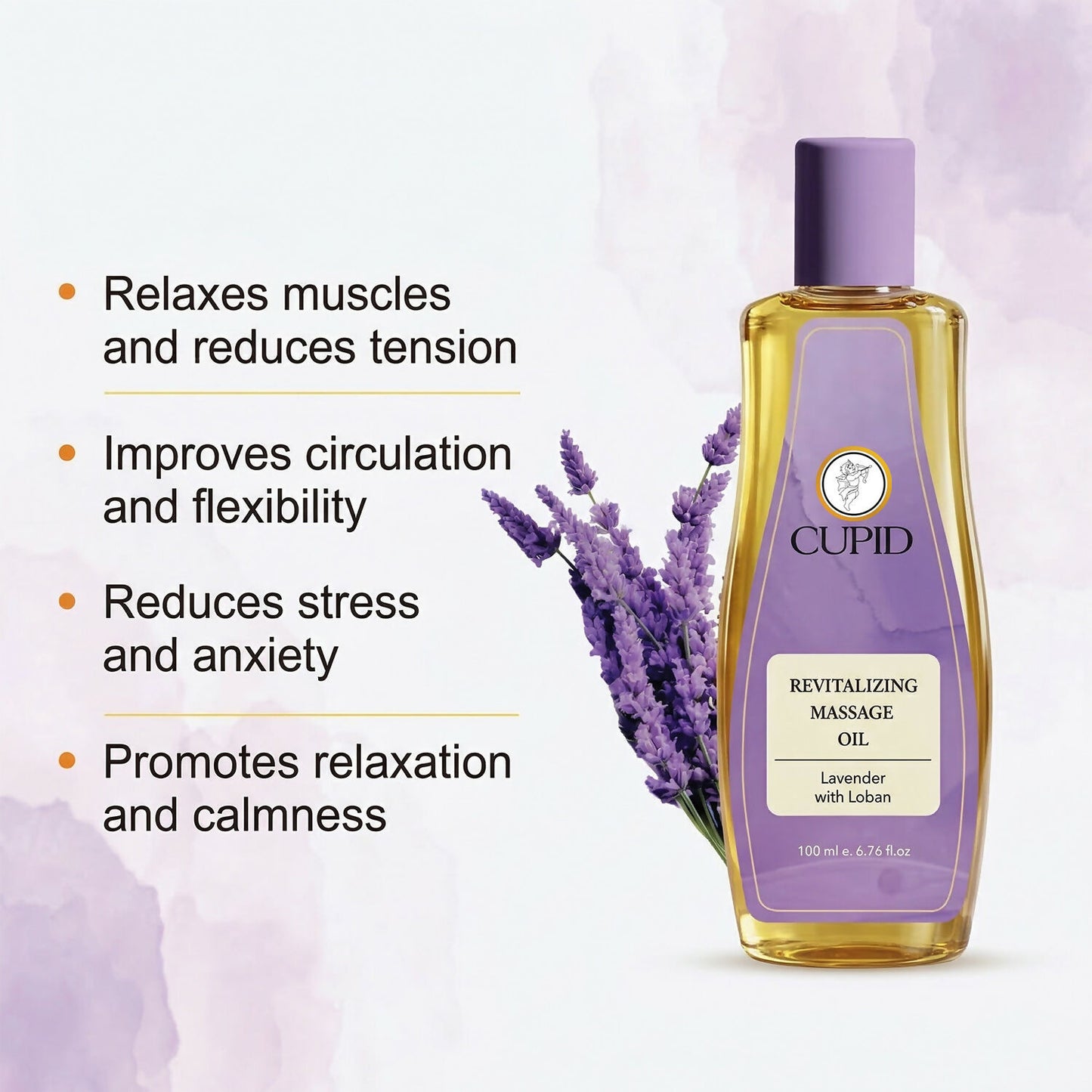 Cupid Revitalizing Massage Oil with Lavender & Loban Relaxing Body Care Oil (100 Ml)