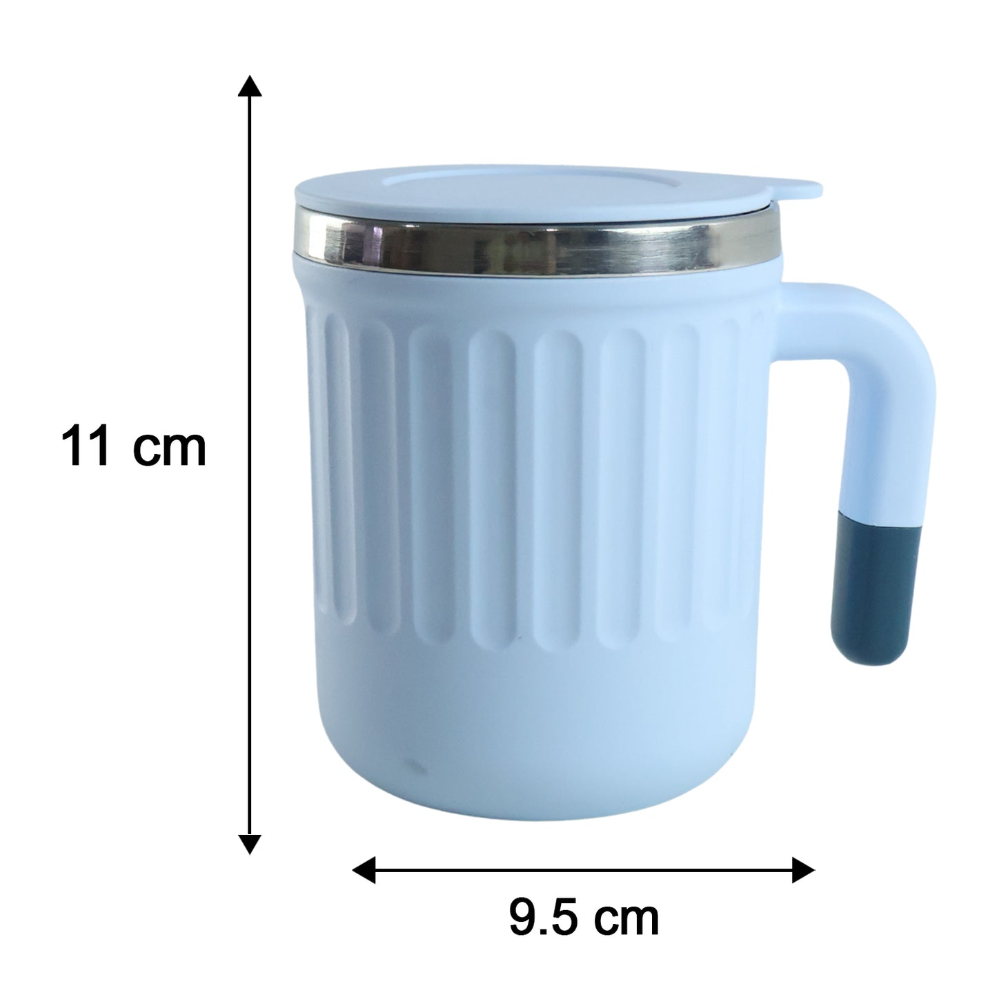 Apex Office Mug 400 ML with Handle and Lid Steel Rim Coffee Mug (1 Pc)