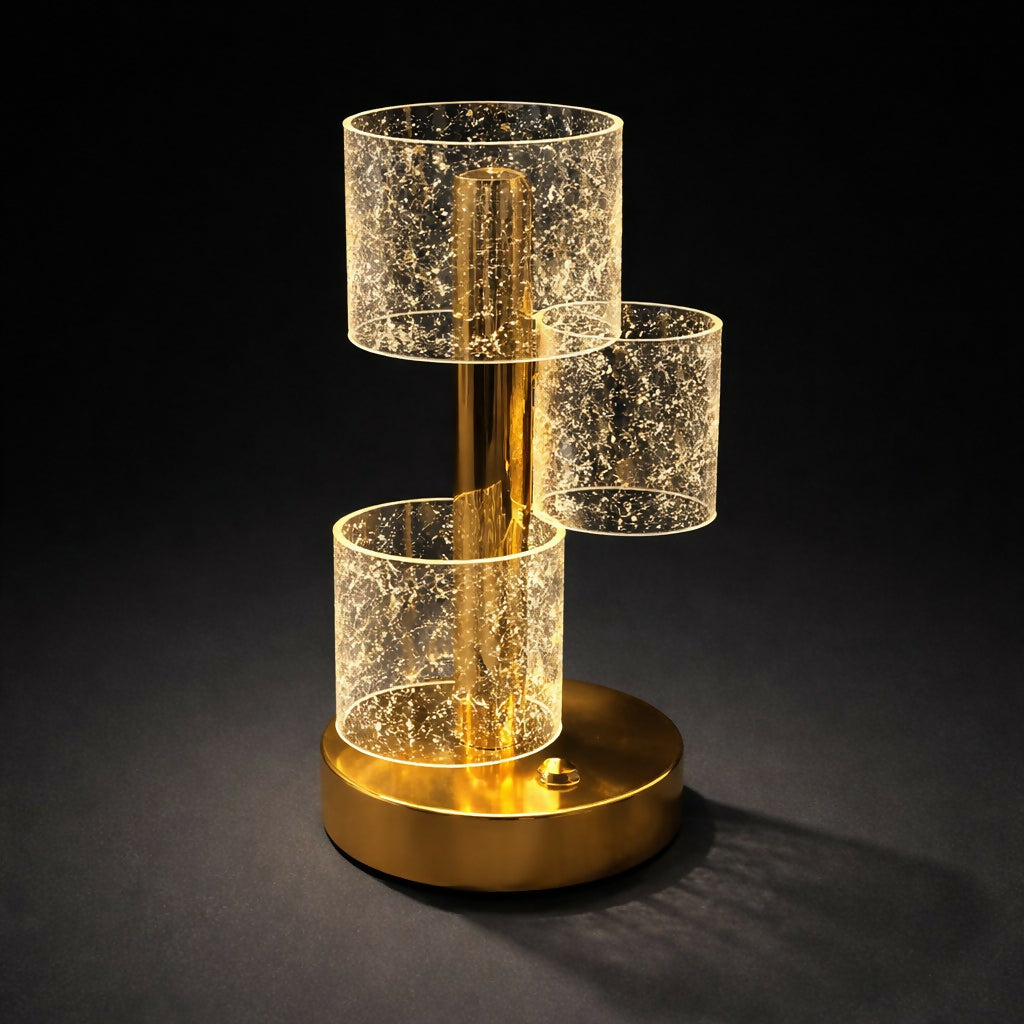 Modern Crystal Glow Table Lamp with Gold Base Decorative Light (Pattern may vary)