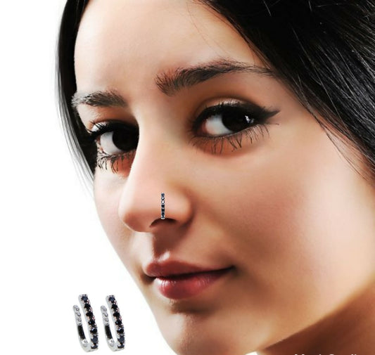 Luxury Pave Diamond Look Nose Pin | Non-Piercing Cuff Option Combo Pack of 2