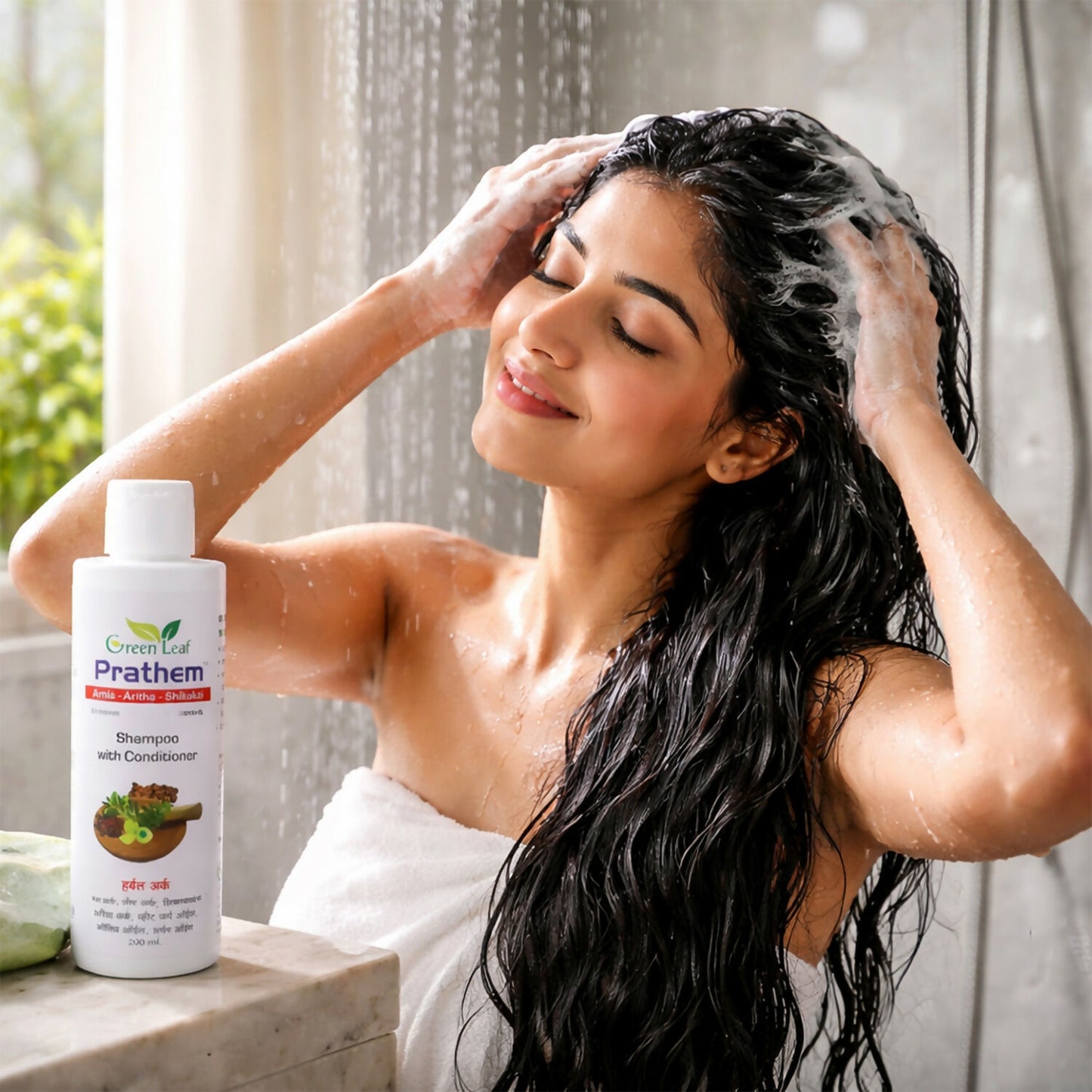 Green Leaf Prathem Herbal Shampoo with Conditioner for Smooth & Nourished Hair Care