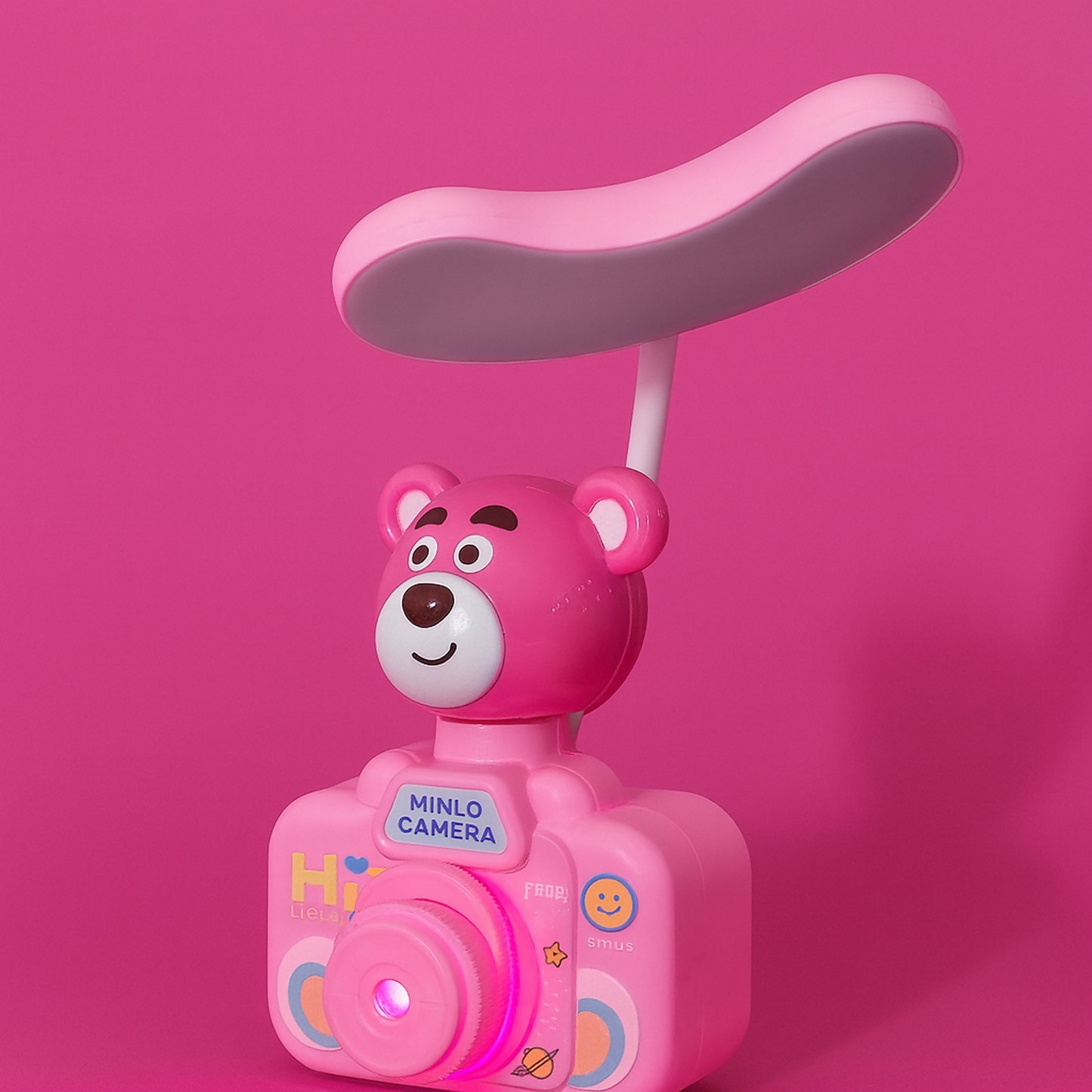 Cute Bear Camera Desk Lamp with LED Light & Projector, USB Rechargeable