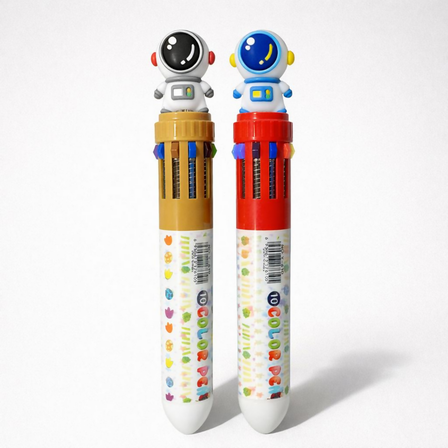 10-in-1 Multicolor Pen for Kids Astronaut Design Red Brown Color (SET OF 2)