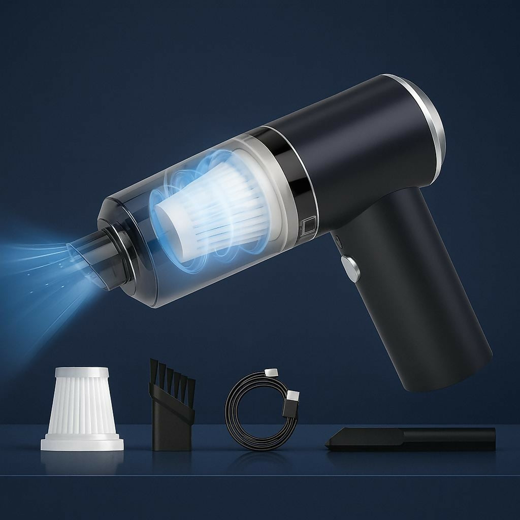 3-in-1 Portable Mini Vacuum Cleaner for Home & Car | High-Power Suction Handheld Dust Cleaner with Multiple Nozzle Attachments | Rechargeable Keyboard, Sofa, Car Interior & Floor Mat Cleaning Machine