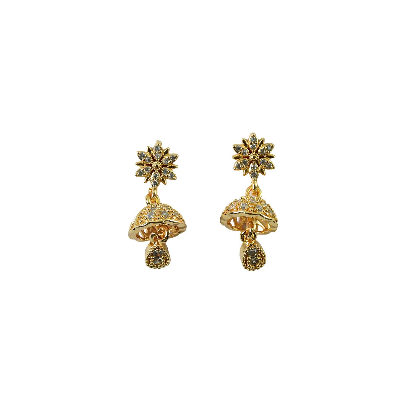 Sunburst floral jhumka earrings styled with traditional ethnic outfit