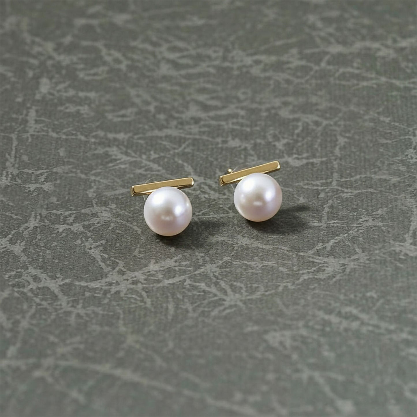 Elegant Pearl Bar Stud Earrings for Women | Minimal Gold Plated Korean Style Earrings | Daily Wear & Party Jewelry
