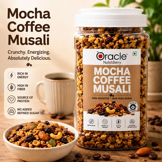 Mocha Coffee Muesli Premium Rich Pan Roasted Crunchy Breakfast Cereal Jar (400g)