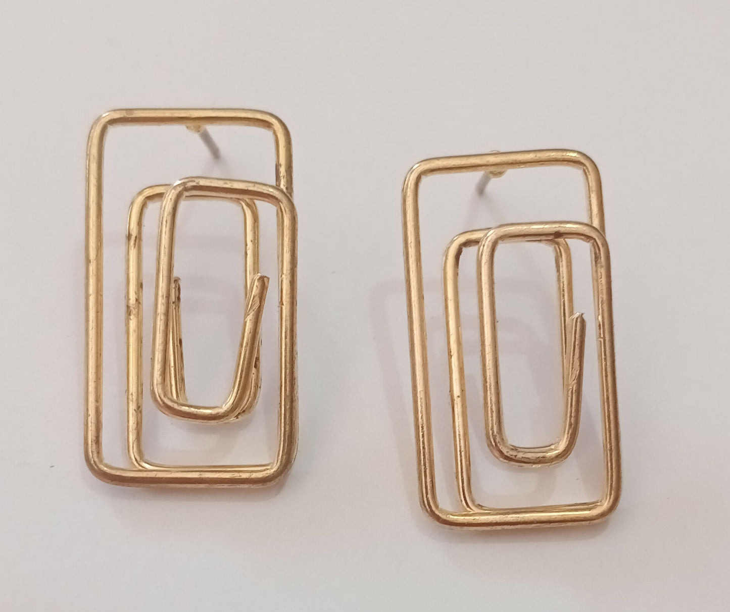Elegant Gold Finish Geometric Rectangle Earrings for Women | Modern Minimalist Drop Earrings | Lightweight Fashion Jewelry