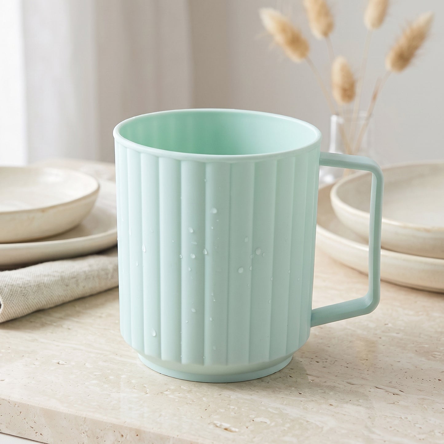 Unbreakable Plastic Drinking Mug with Handle for Coffee Tea and Milk (1 Pc)