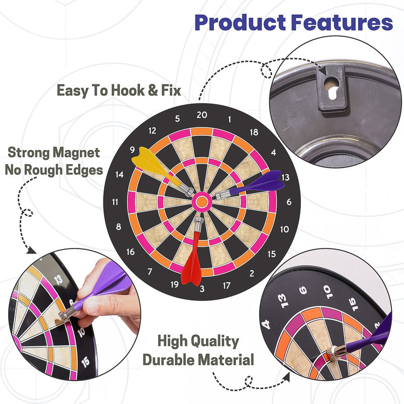Aditi Magnetic Dart Board Game | Safe Indoor Dart Set with 6 Magnetic Darts