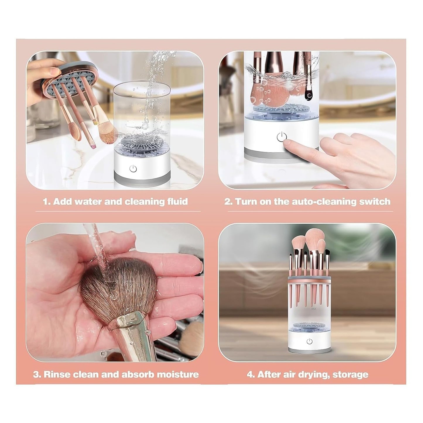 Electric Makeup Brush Cleaner and Dryer – Automatic USB Rechargeable Brush Washing Machine