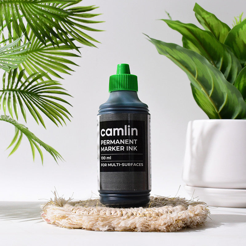 Camlin Permanent Marker Ink 100 ml – Green Color Refill Ink for Multi-Surfaces