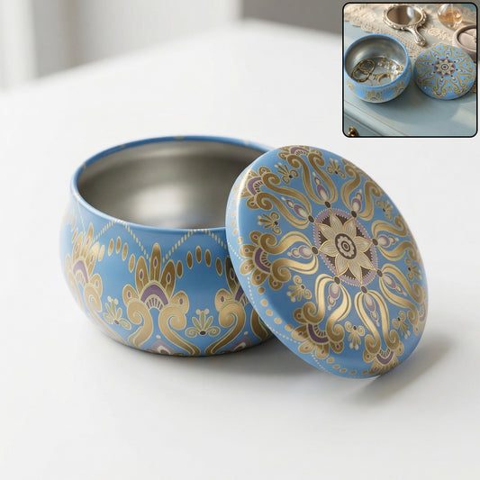 Premium Decorative Mandala Printed Metal Candle Container (1 Pc)