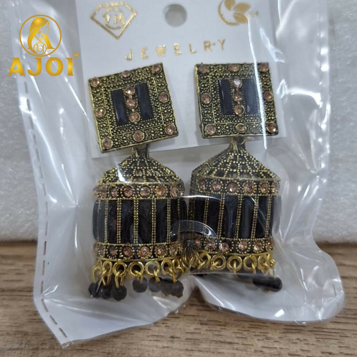 Royal Midnight Black Designer Earrings with Elegant Drop and Statement Detailing