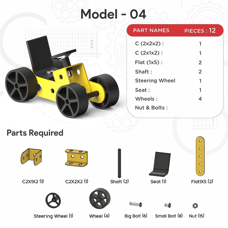 Aditi MechaTrix 23-Piece DIY STEM Building Kit – 5 Model Vehicle Construction Set
