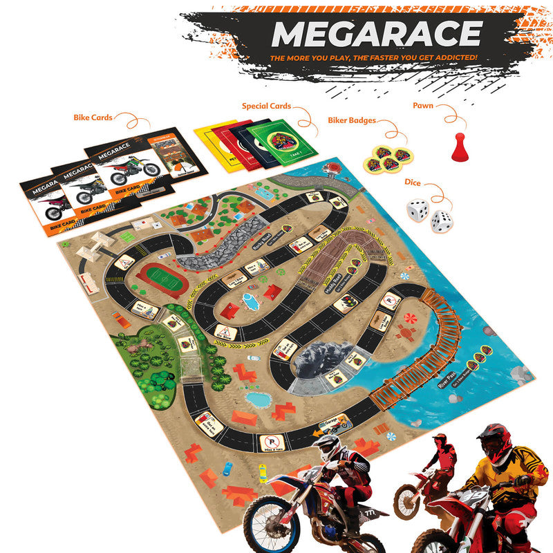Mega Race Board Game – Fun and Exciting Racing Adventure with Dice, Cards, and Strategy for Kids & Families