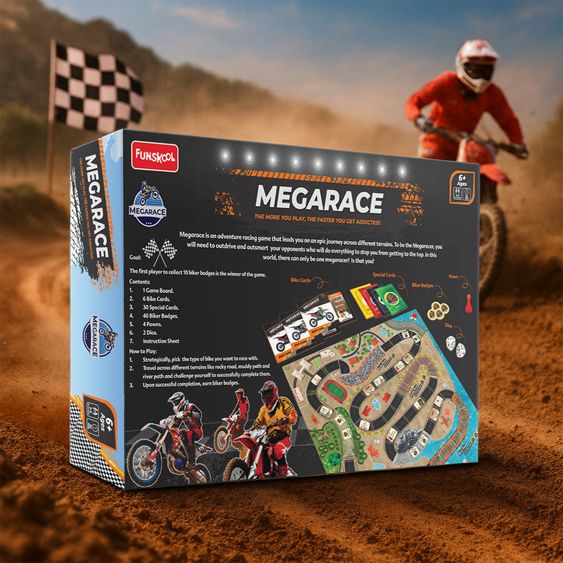 Mega Race Board Game – Fun and Exciting Racing Adventure with Dice, Cards, and Strategy for Kids & Families