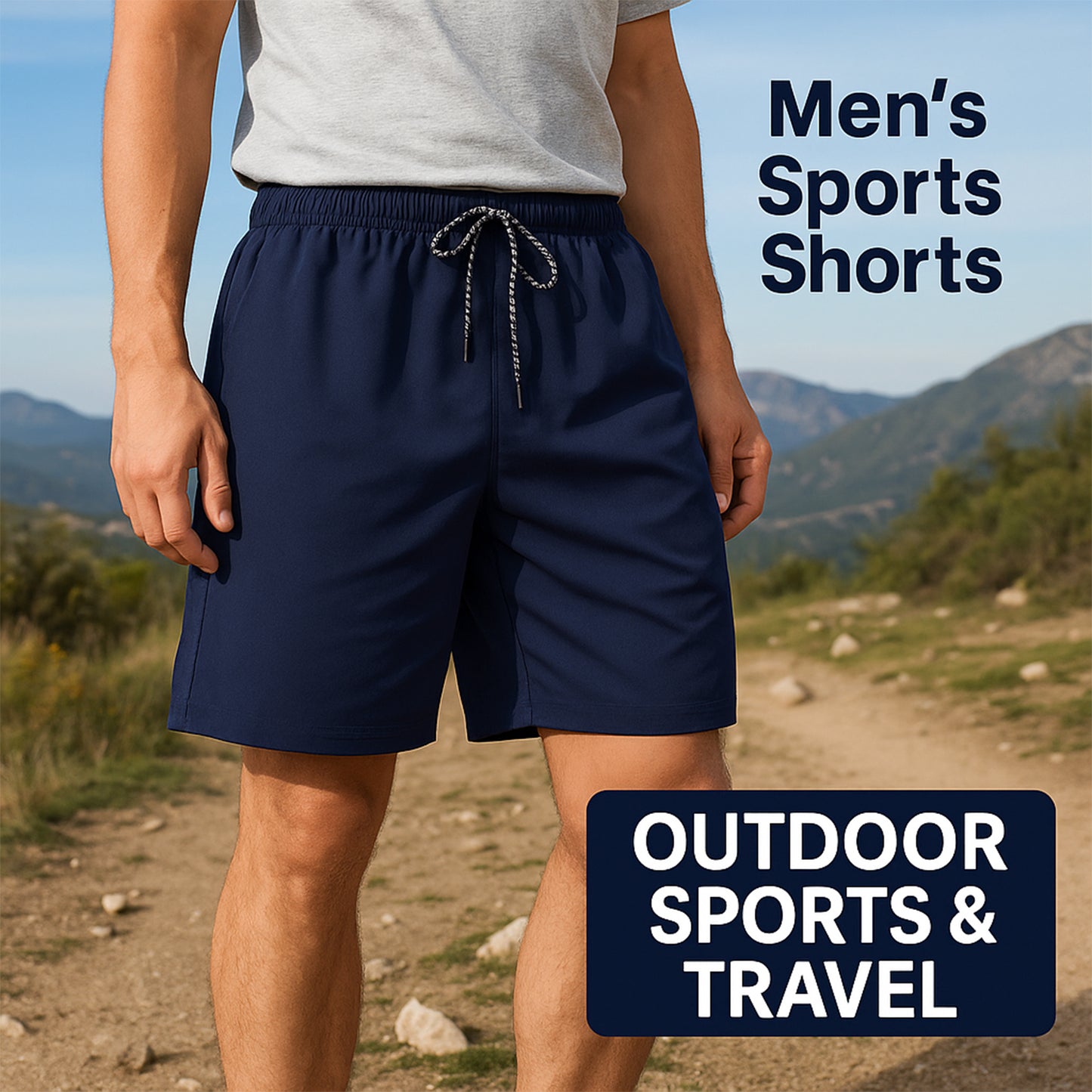 Men’s Sports Shorts with Side Stripe (Medium, 1 Pc)