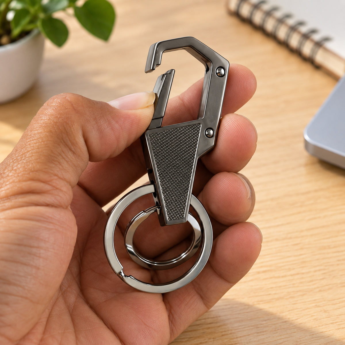 Heavy Duty Metal Key Holder – Durable Swivel Carabiner Clip