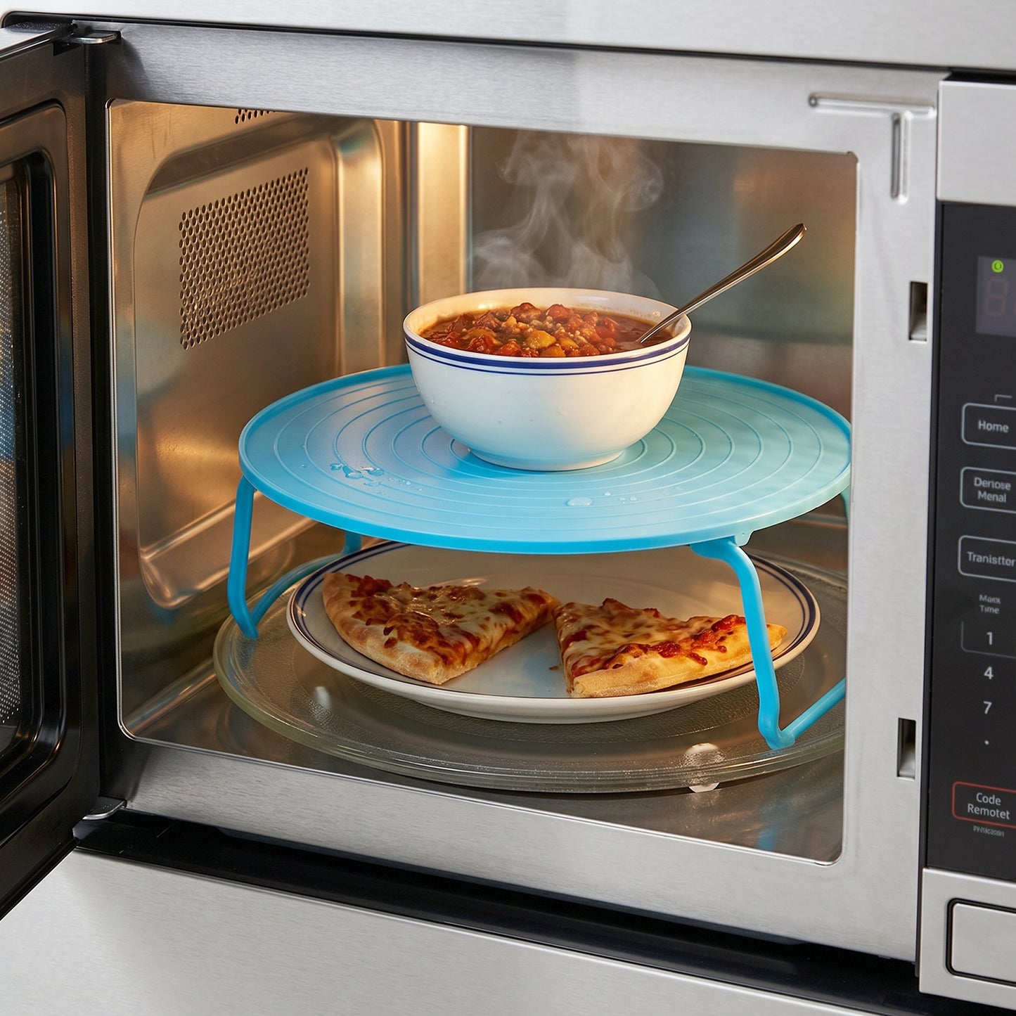 Elevated spacer tray for microwave cooking