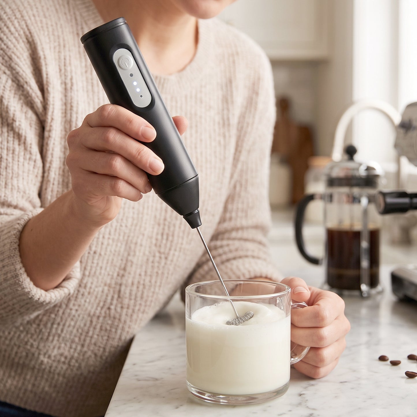 Handheld Electric Milk Frother Battery Coffee Foam Maker Whisk Mixer (1 Pc)