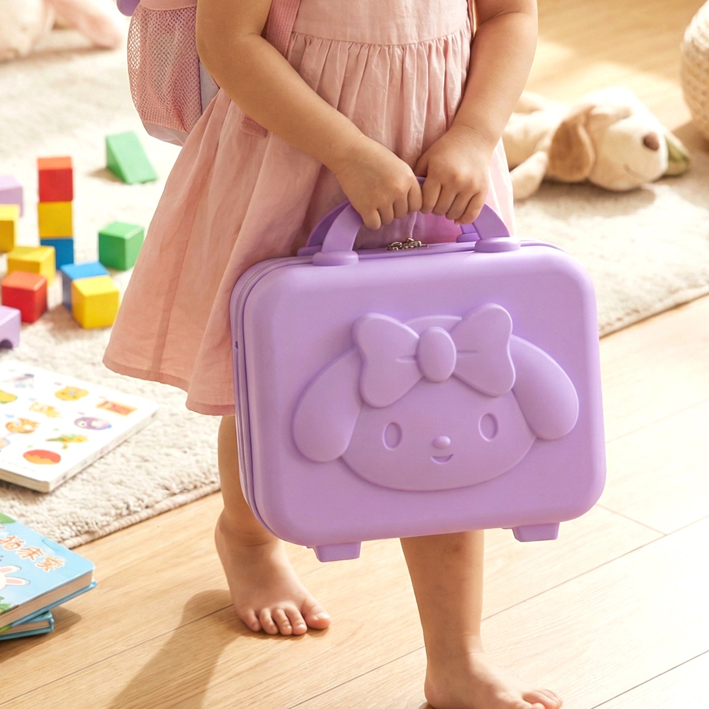 Open Kids Bear-Shaped Carry Case showing interior compartments