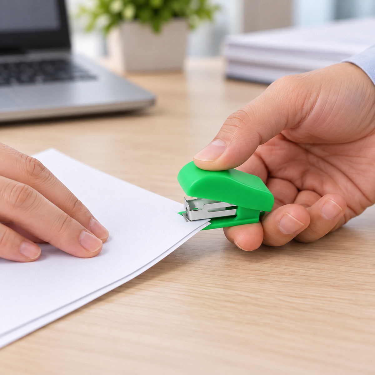 Mini Stapler with No. 10 Staples for Office School and Daily Paperwork (1 Set)