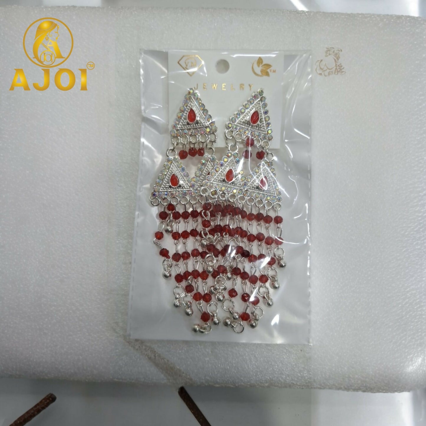 Royal Ruby Red Layered Designer Earrings with Statement Drop and Stone Detailing