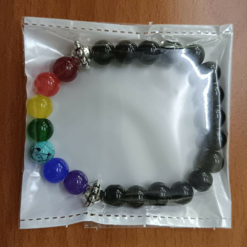 7 Chakra Energy Bracelet laid flat showing beads