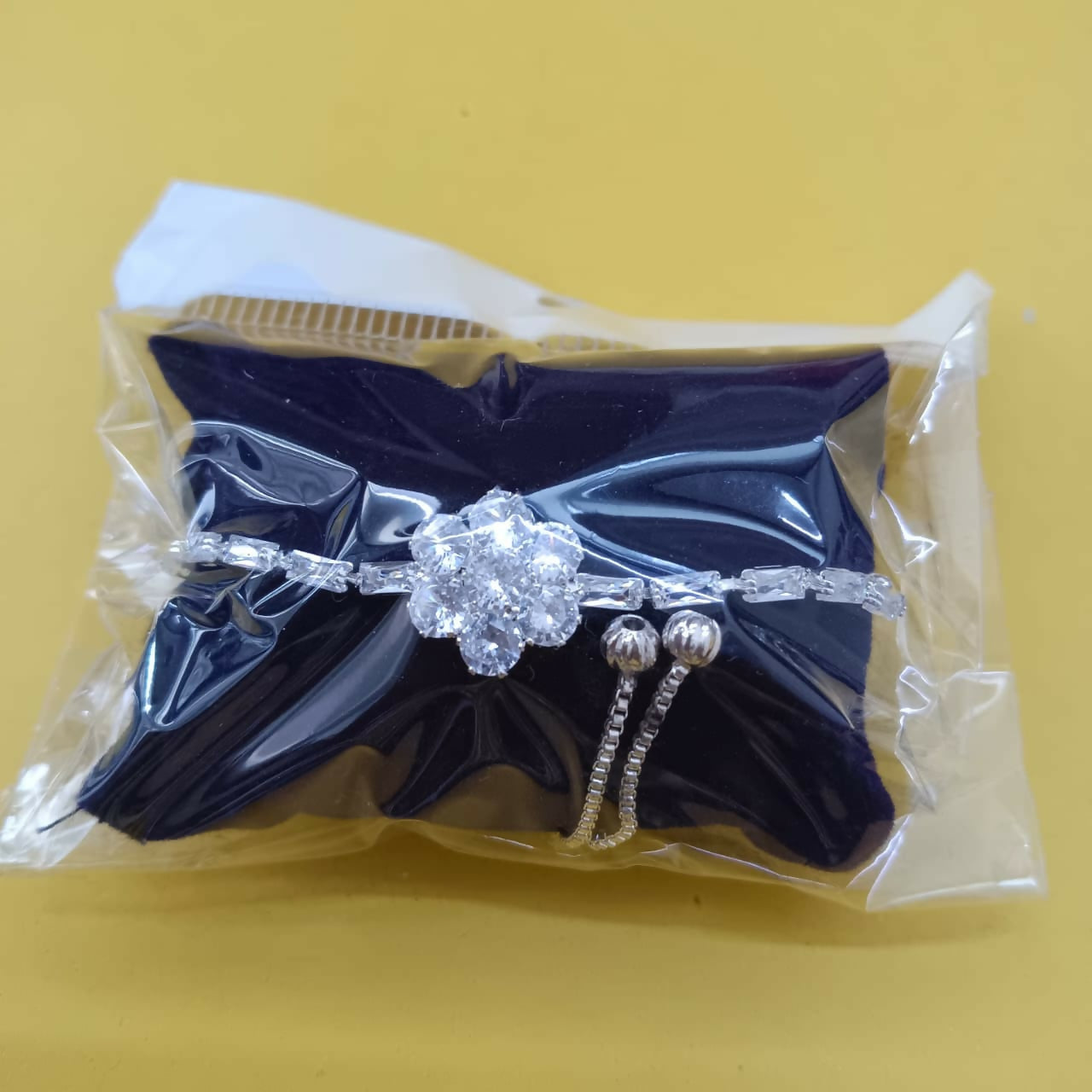 Silver Plated Ad Stone Adjustable Bracelet