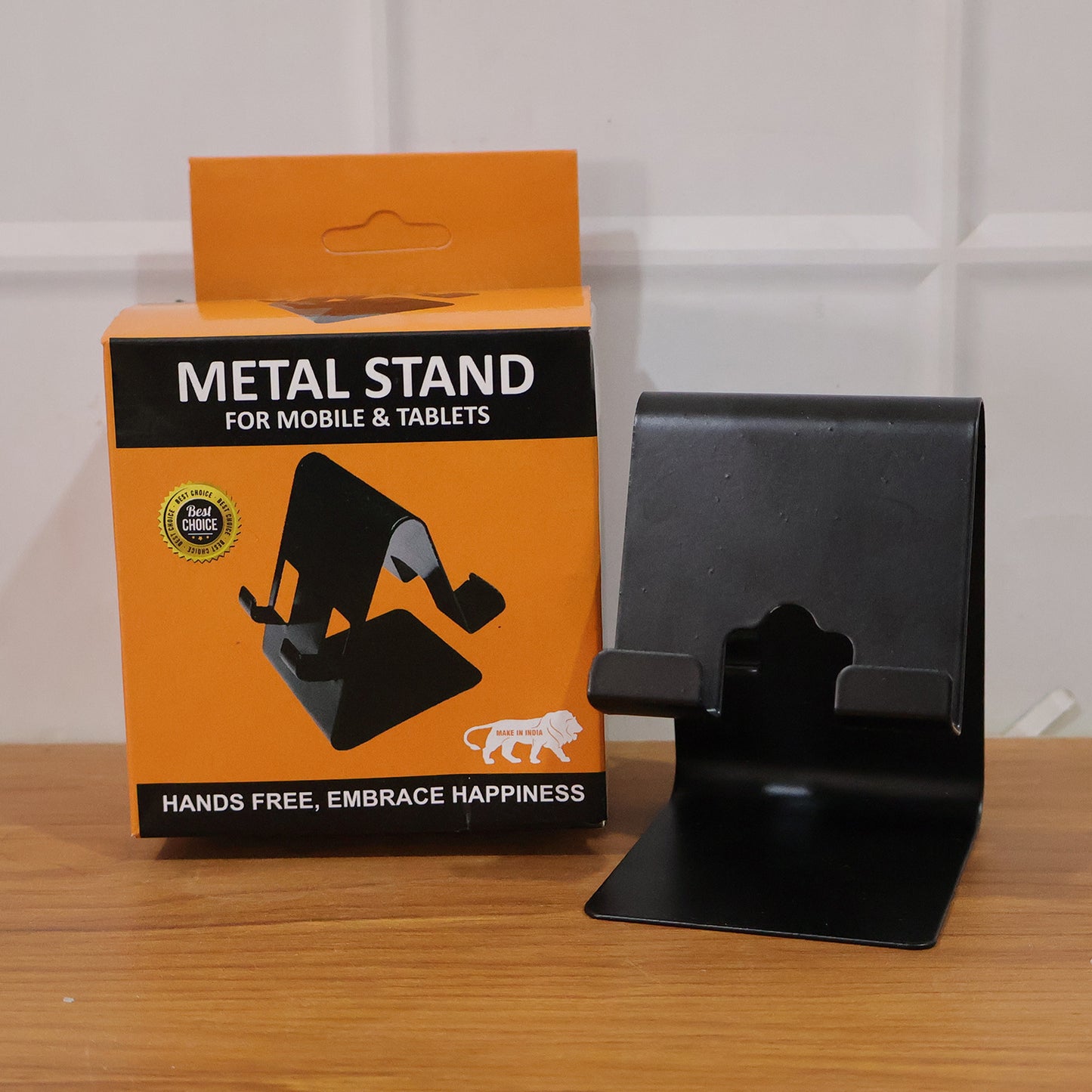 Metal Mobile & Tablet Stand - Foldable, Stable Holder (Black)