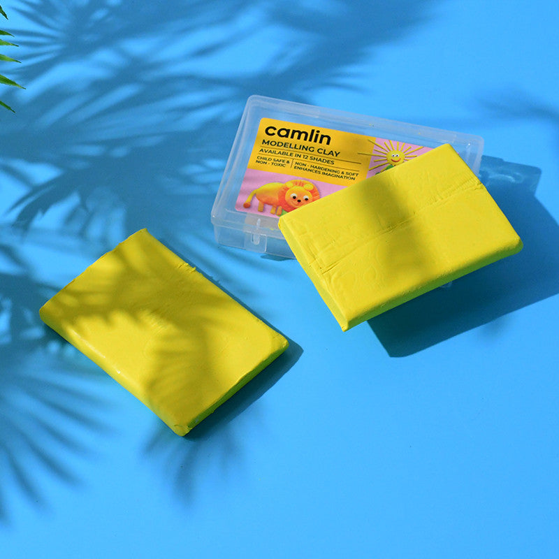 Camlin Modelling Clay – 150 gm Yellow Color Soft and Reusable Clay for Creative Crafting