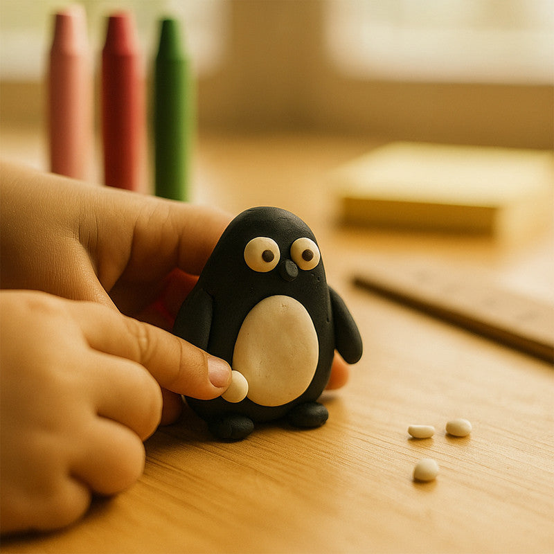 Black non-hardening modelling clay used in creative sculpting projects for kids