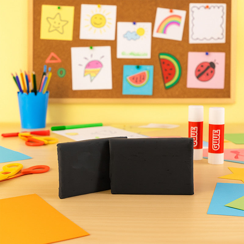 Kids shaping black modelling clay for school art and craft activities